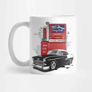 1955 Black and White Chevy Bel Air Garage Built Print Mug